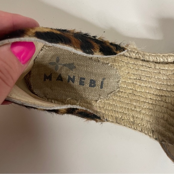 Manebi 40 Shoes Leopard Print Calf Hair Espadrilles Flats Slip On $180 - Picture 7 of 13